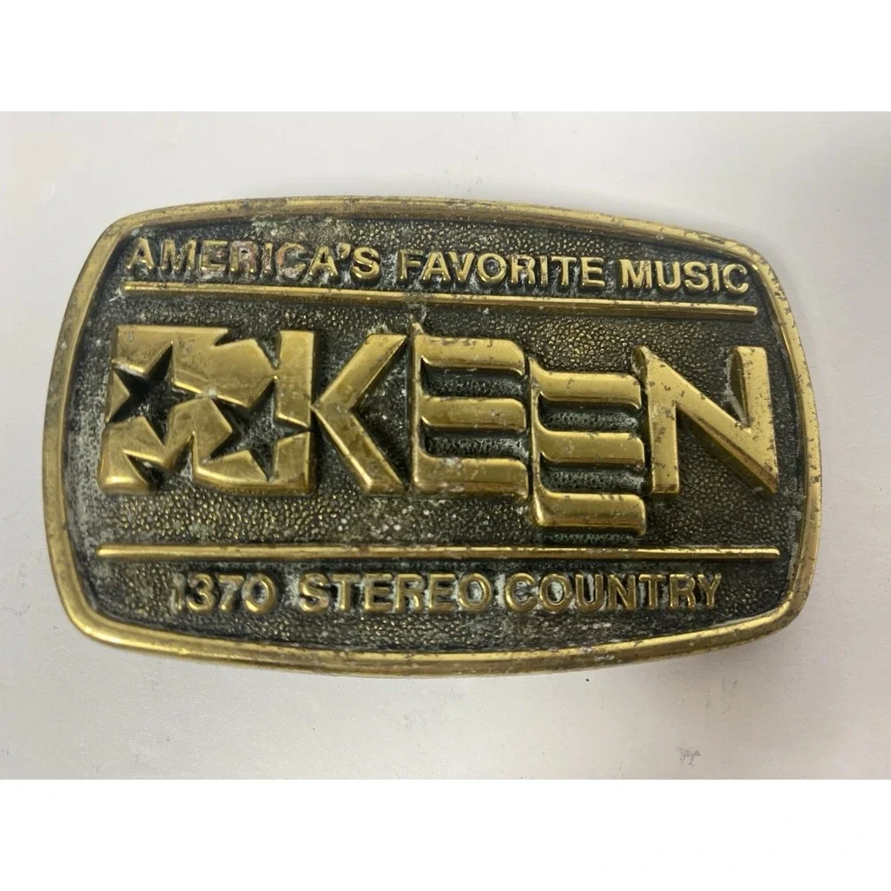 Keen Country Radio 1370 AM Brass Belt Buckle‎ San Jose CA Vintage Favorite Music